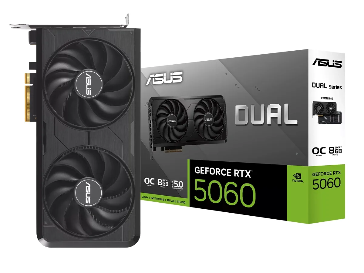 Tarjeta Gráfica ASUS DUAL RTX 5060 OC EVO 8GB | GDDR7, 2 FANS