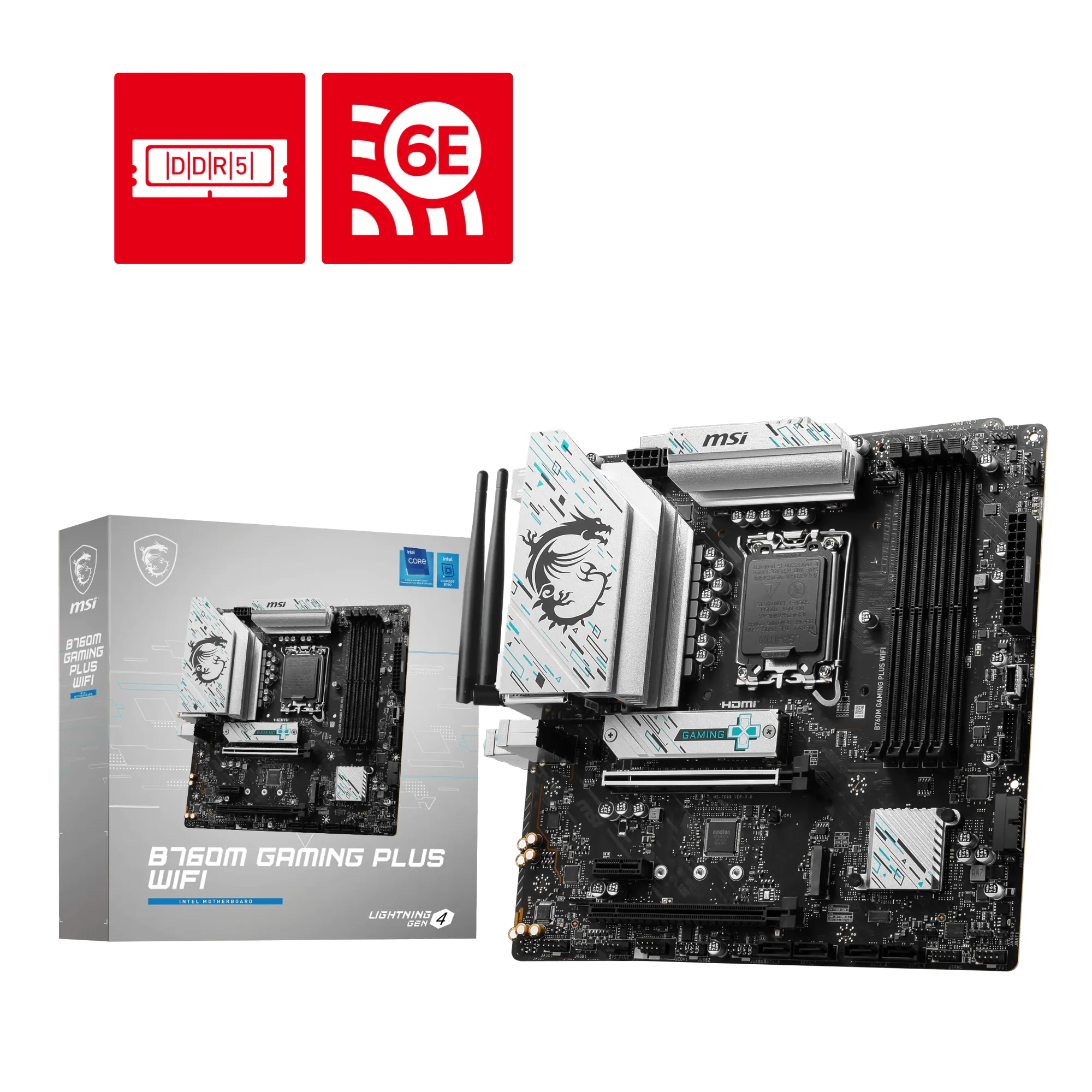 Placa Base MSI B760M GAMING PLUS WIFI | M-ATX, LGA1700, DDR5