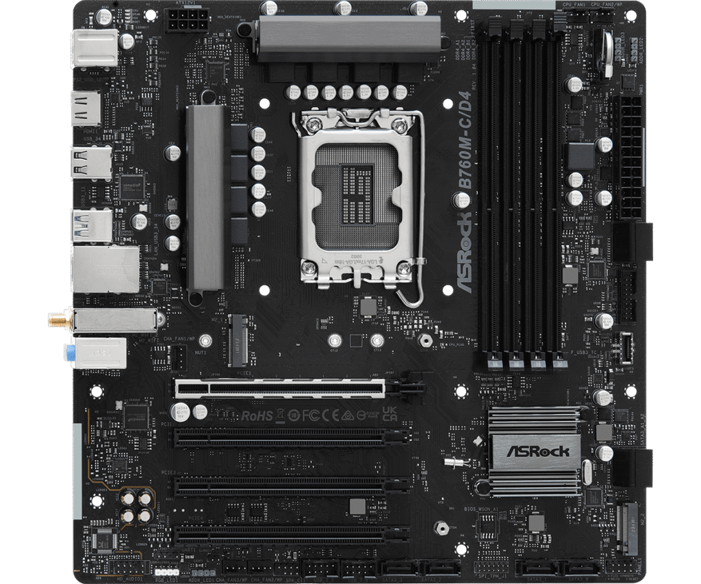 Placa Base ASROCK B760M-C/D4 M-ATX, LGA1700, DDR4 (OEM)