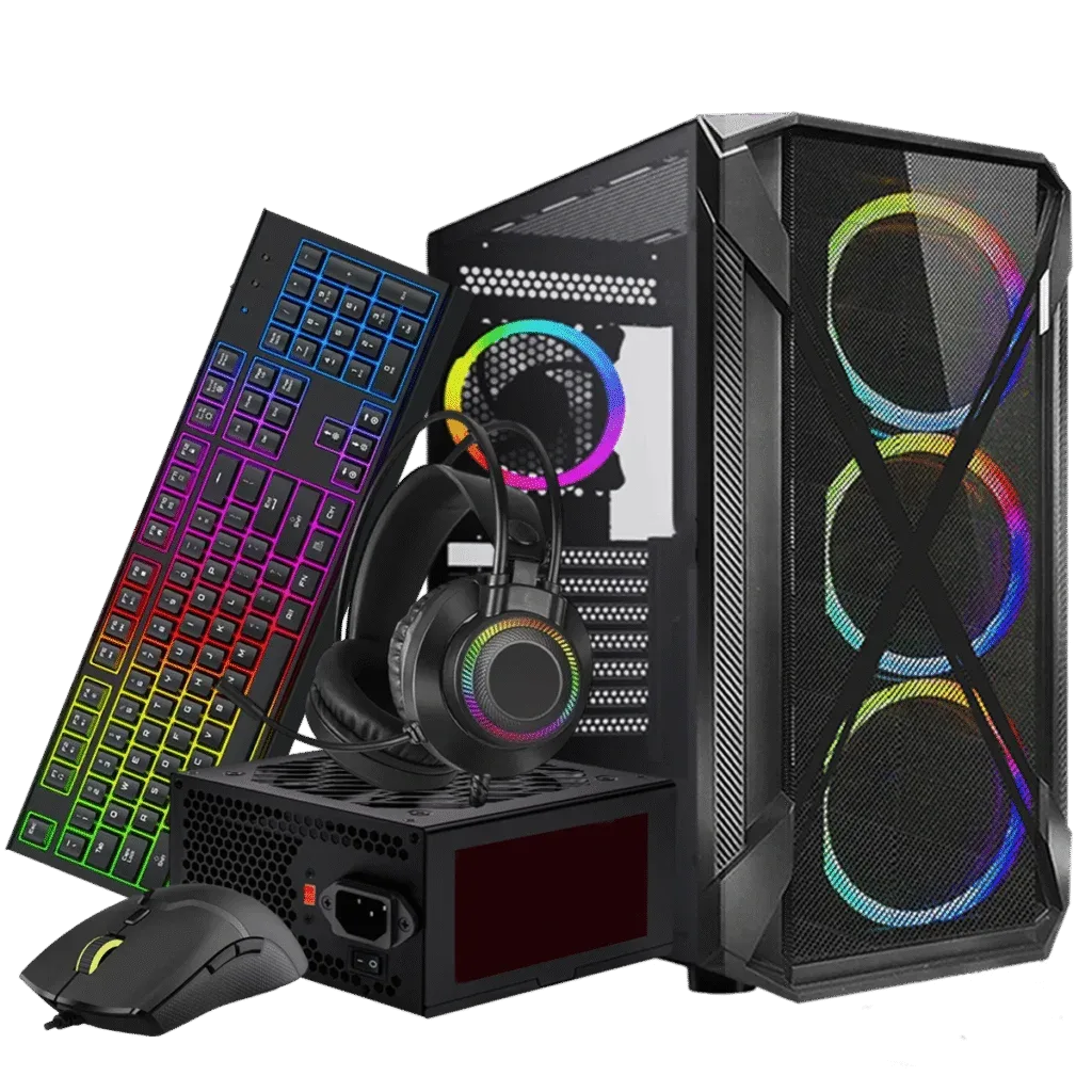 Combo DELUX DLC-100 (Gabinete + Fuente + Mouse + Teclado + Auriculares) | ATX, 4 FANS, 650W