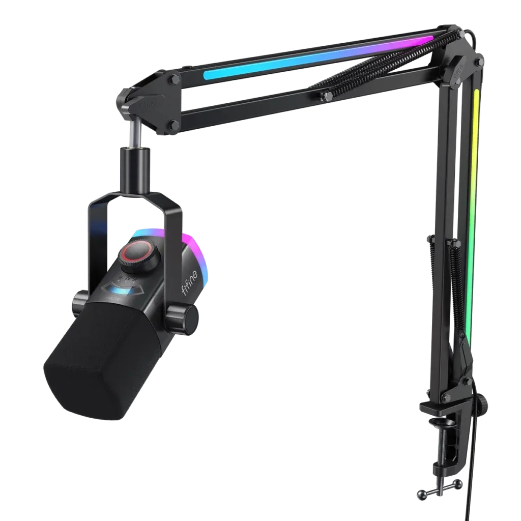 Micrófono FIFINE AMPLIGAME AM8PROT | Con Brazo, Cardioide, Dual Mode (USB/XLR)