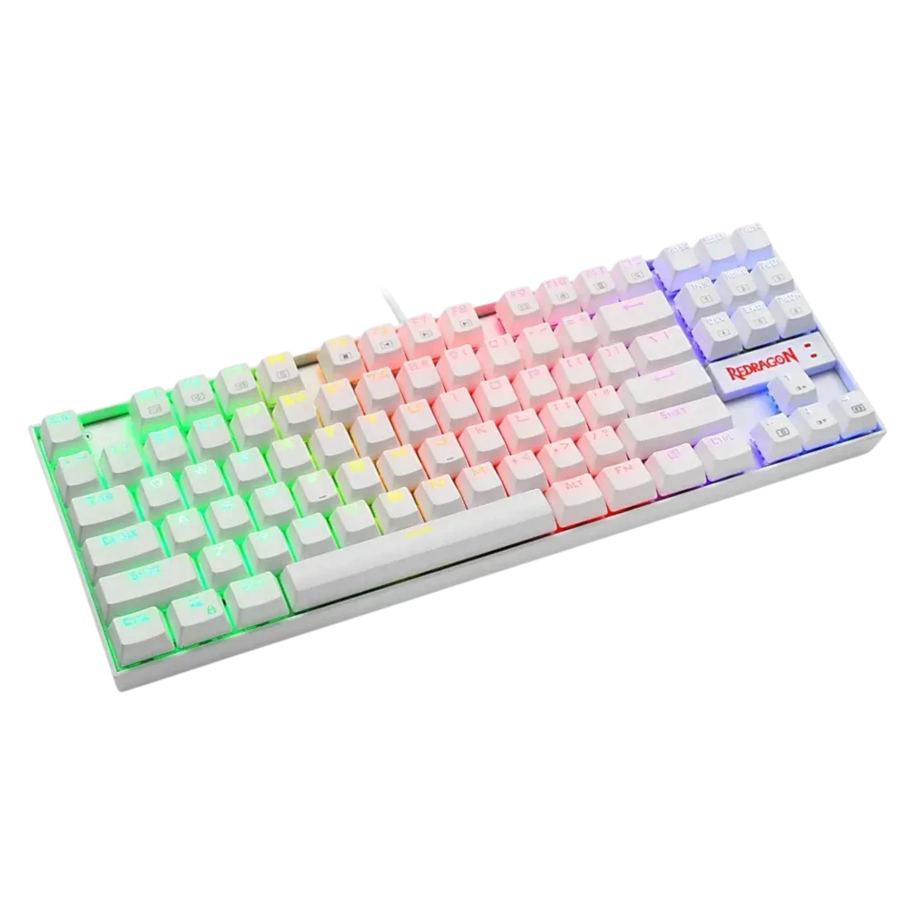 Teclado REDRAGON KUMARA RGB WHITE K552 | Blue Switch, Inglés, Single Mode (USB)