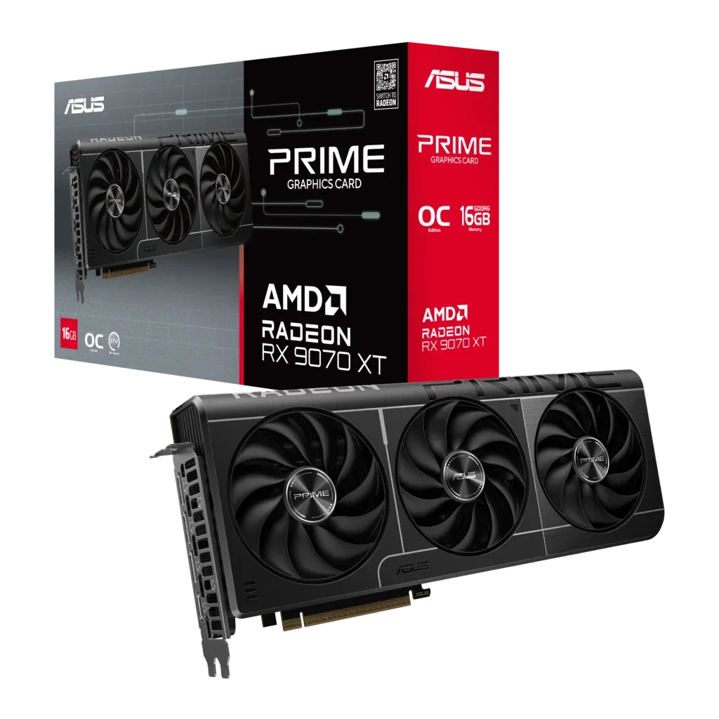 Tarjeta Gráfica ASUS PRIME RX 9070 XT OC EDITION 16GB | GDDR6, 3 FANS, 312mm