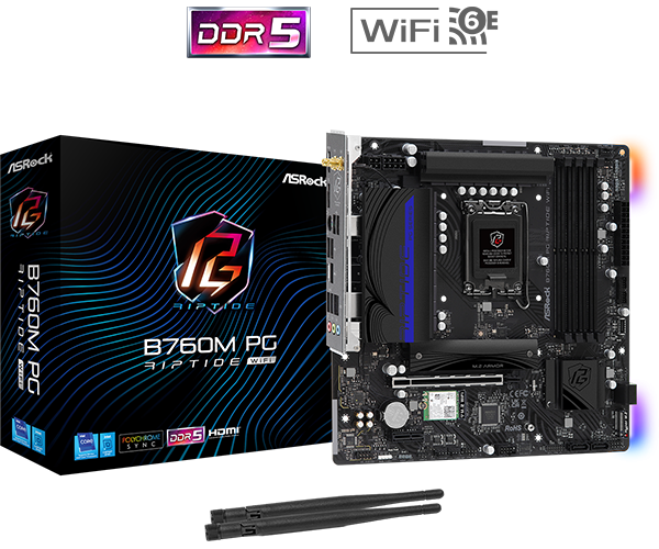 Placa Base ASROCK B760M PG RIPTIDE WIFI M-ATX, LGA1700, DDR5