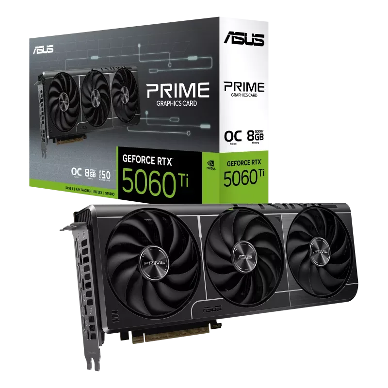 Tarjeta Gráfica ASUS PRIME RTX 5060 TI OC EDITION 8GB | GDDR7, 3 FANS, 304mm