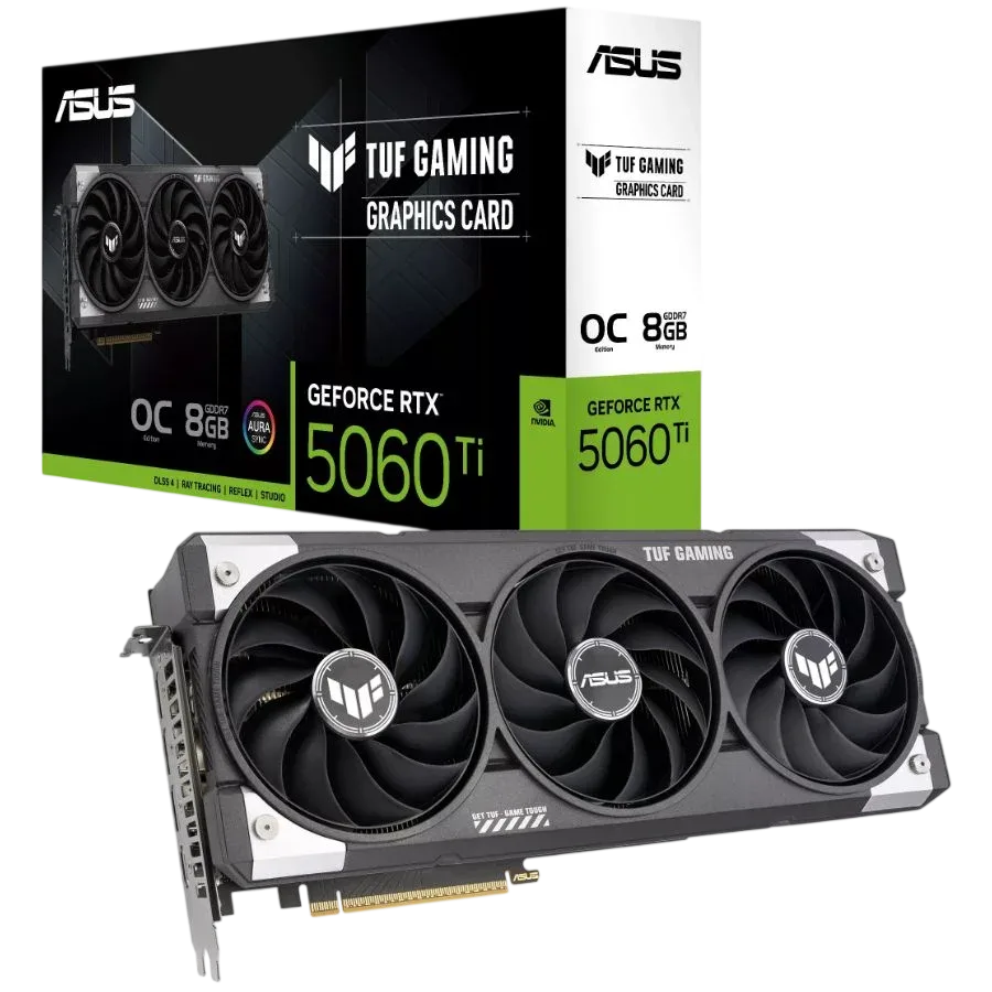 Tarjeta Gráfica ASUS TUF GAMING RTX 5060 TI OC EDITION 8GB | GDDR7, 3 FANS, 302mm