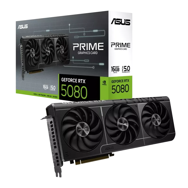 Tarjeta Gráfica ASUS PRIME RTX 5080 16GB | GDDR7, 3 FANS