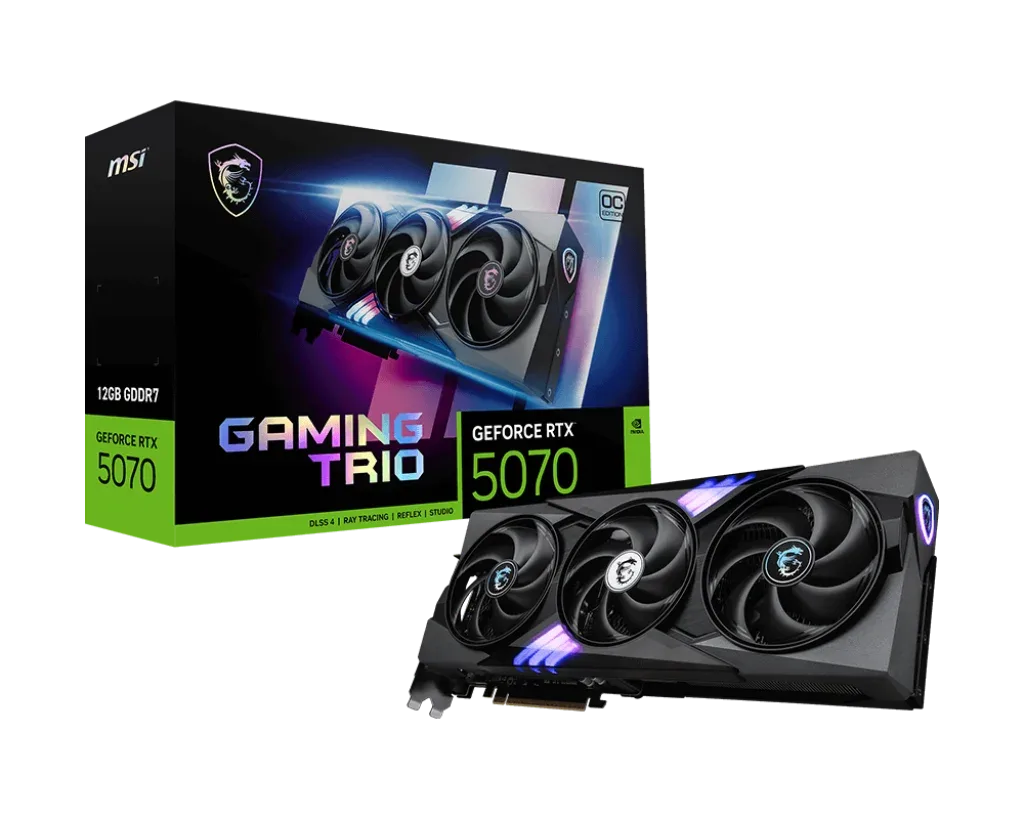 Tarjeta Gráfica MSI RTX 5070 GAMING TRIO OC 12GB | GDDR7, 3 FANS, 338mm
