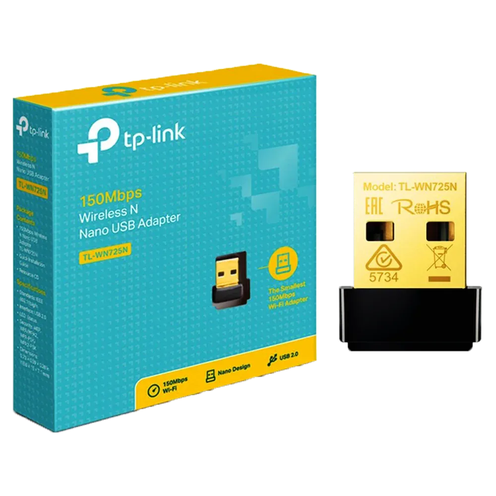 Receptor WiFi TP-LINK TL-WN725N V3.0 | USB, Single Band (2.4G)