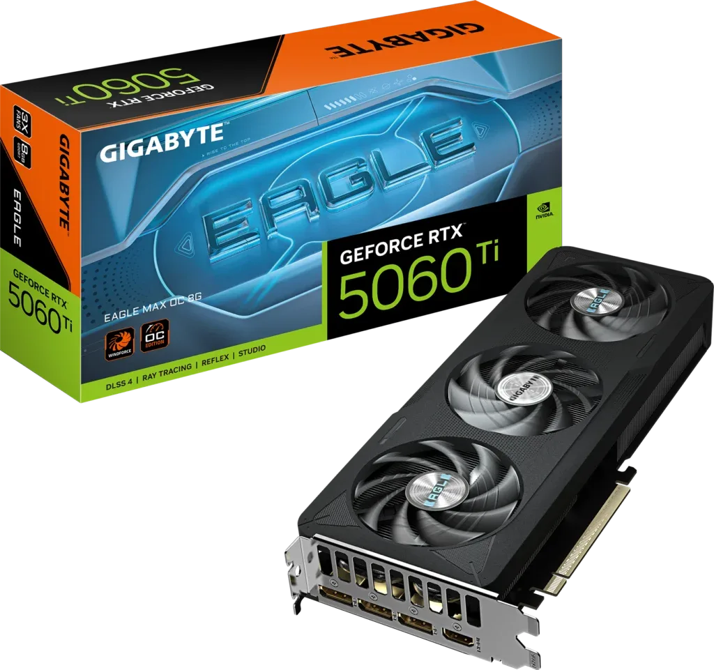 Tarjeta Gráfica GIGABYTE GeForce RTX 5060 Ti 8GB Eagle MAX OC | 3 FANES/128-bit GDDR7, PCIe 5.0