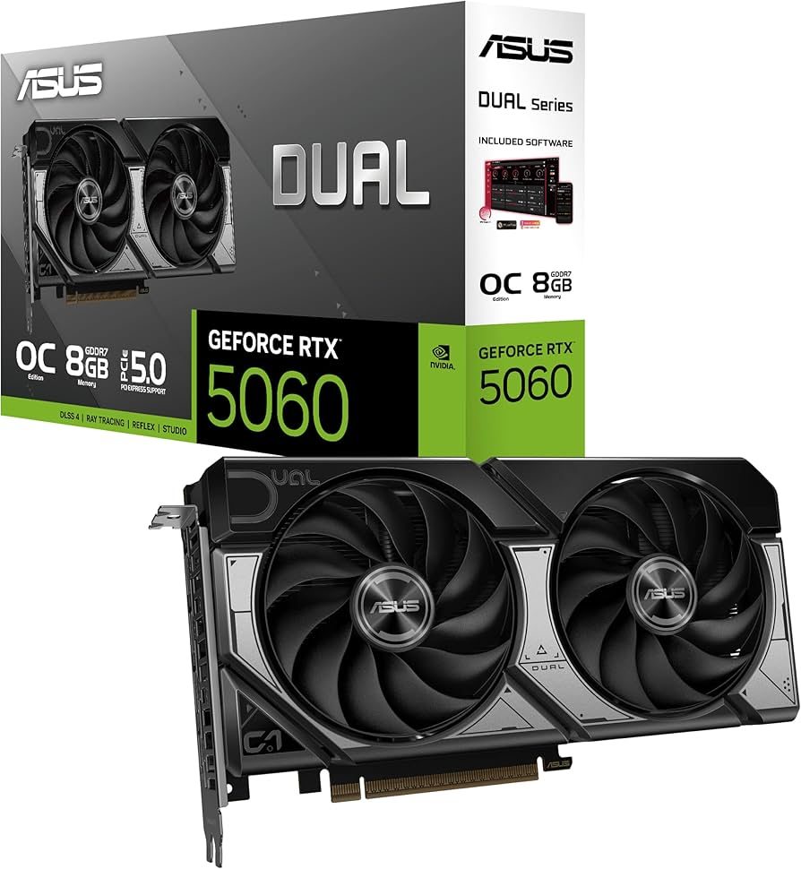 Tarjeta Gráfica ASUS DUAL RTX 5060 OC EDITION 8GB | GDDR7, 2 FANS