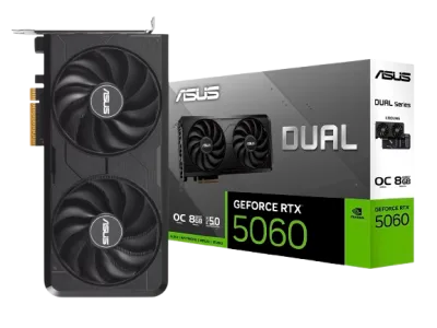 Tarjeta Gráfica ASUS DUAL RTX 5060 OC EVO 8GB | GDDR7, 2 FANS