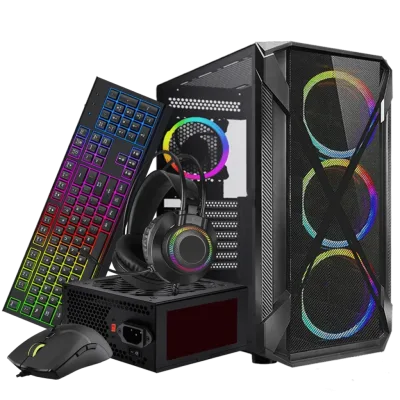 Combo DELUX DLC-100 (Gabinete + Fuente + Mouse + Teclado + Auriculares) | ATX, 4 FANS, 650W