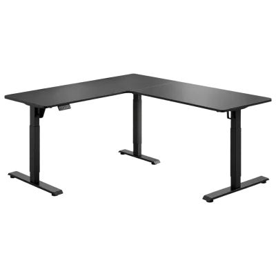 Escritorio CX en L BLACK 160×140×60 cm electrico DUAL de 2 etapas 80kg