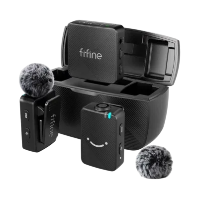 Micrófonos Lavalier FIFINE M9 BLACK | 2 TX + 1 RX, Single Mode (2.4G)