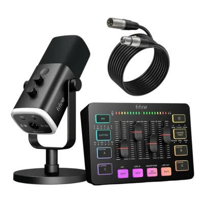 Combo FIFINE AMPLIGAME KS5 (Microfono AM8 + Mezcladora SC3 + Cable L9) | Dual Mode (USB/XLR)
