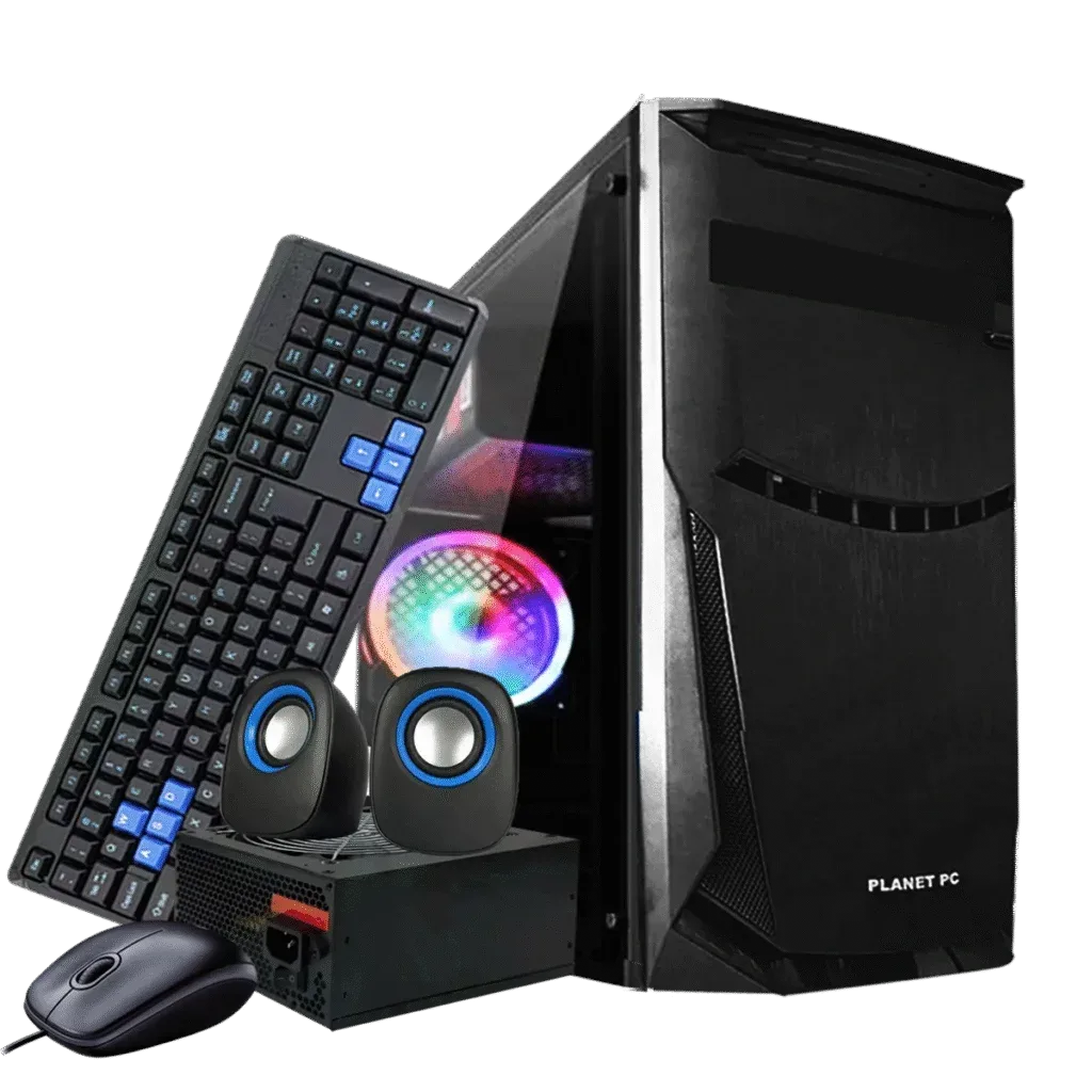 Combo PLANET PC PLC-049 (Gabinete + Fuente + Teclado + Mouse + Alfombrilla + Parlantes) | ATX, 2 FANS, 800W
