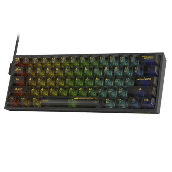 Teclado REDRAGON FIZZ RGB TRANSPARENT BLACK K617 | Crystal Switch, Inglés