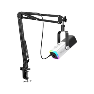 Micrófono FIFINE AMPLIGAME AM8T WHITE | Con Brazo, Cardioide, Dual Mode (USB/XLR)