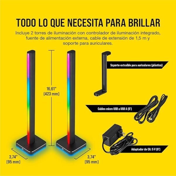 Corsair iCUE LT100 Kit de inicio de torre de iluminación inteligente color negro