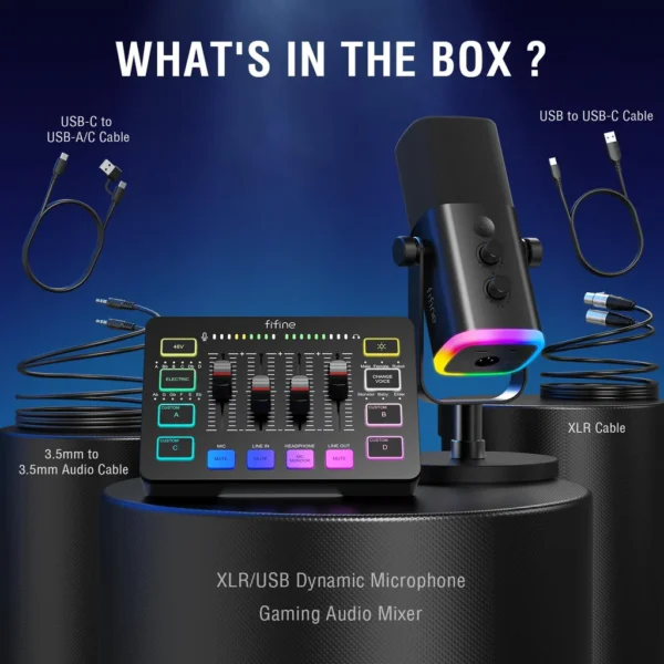 Kit FIFINE AMPLIGAME KS5 | AM8 + SC3 + Cable XLR