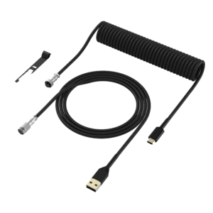 Cable Enroscado para Teclado (NEGRO) | USB-A a USB-C