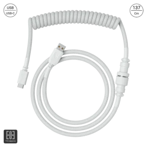 Cable Bobinado para Teclado (Blanco) | USB-A a USB-C