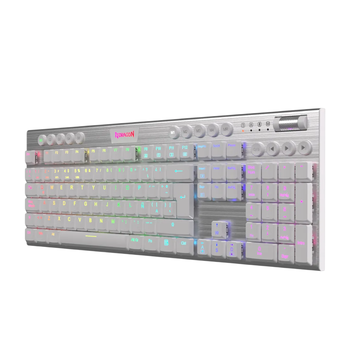 Teclado REDRAGON HORUS WIRELESS FULL SIZE WHITE K618 | Red Switch, Español