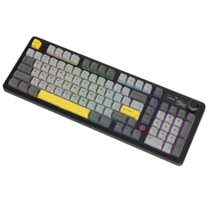 Teclado AJAZZ X NACODEX AK980 V2 BLACK/GREY/YELLOW W/SCREEN | Gift Switch V2, Inglés, Tri-Mode (USB/2.4G/BT)