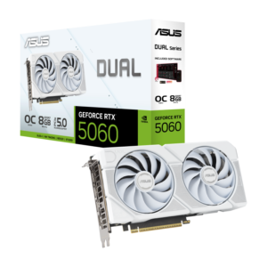 Tarjeta Gráfica ASUS DUAL RTX 5060 WHITE OC EDITION 8GB | GDDR7, 2 FANS, 228mm