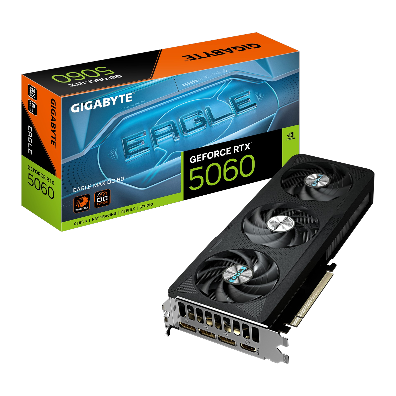 Tarjeta Gráfica GIGABYTE RTX 5060 EAGLE MAX OC 8GB | GDDR7, 3 FANS, 281mm