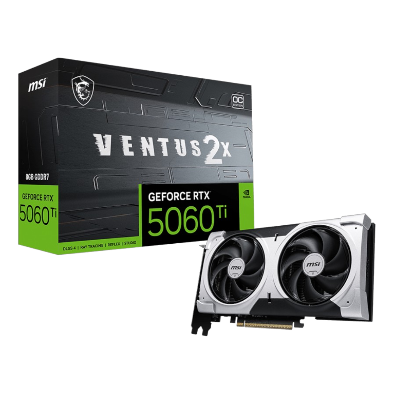 Tarjeta Gráfica MSI RTX 5060 TI VENTUS 2X OC PLUS 8GB | GDDR7, 2 FANS