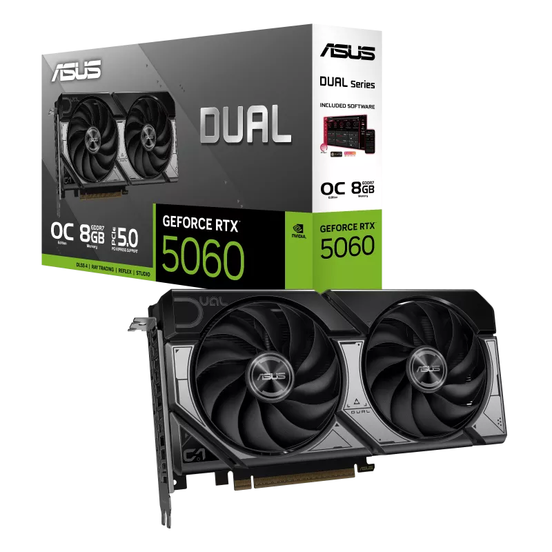 Tarjeta Gráfica ASUS DUAL RTX 5060 OC EDITION 8GB | GDDR7, 2 FANS